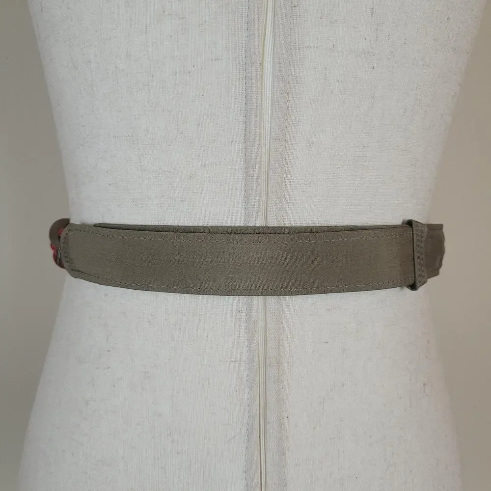 Vintage Ginnie Johansen Belt One Size Red Plaid Braided Skinny Fabric Boho 80s